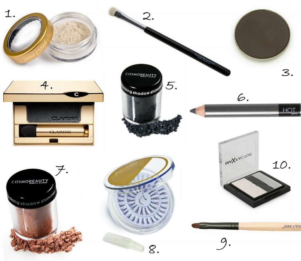 ALTERNATIVE PRODUKTER: 1. Silver 24k Dust fra Jane Iredale (kr 155), 2. Pro Shadow Shader Brush fra Makeup Mekka (kr 99), 3. Eyeshadow Matte i fargen Dove-Gray fra Makeup Mekka (kr 49), 4. Ombre Mineral Eyeshadow i fargen Black Sparkle fra Clarins (kr 235 ), 5. Shock Shimmer i fargen #04 fra Cosmo Beauty (kr 207), 6. Hot Pens i fargen Gray fra Hot Makeup/Nelly.no (kr 49), 7. Shock Shimmer i fargen #14 fra Cosmo Beauty (kr 207), 8. Faux Lashes fra Jane Iredal (kr 295), 9. Detail Brush fra Jane Iredal (kr 129), 10. Max Colour Effect Trip Eyeshadow i fargene Precious Metal fra Max Factor (kr 115). ALTERNATIVE PRODUKTER: 1. Silver 24k Dust fra Jane Iredale (kr 155), 2. Pro Shadow Shader Brush fra Makeup Mekka (kr 99), 3. Eyeshadow Matte i fargen Dove-Gray fra Makeup Mekka (kr 49), 4. Ombre Mineral Eyeshadow i fargen Black Sparkle fra Clarins (kr 235 ), 5. Shock Shimmer i fargen #04 fra Cosmo Beauty (kr 207), 6. Hot Pens i fargen Gray fra Hot Makeup/Nelly.no (kr 49), 7. Shock Shimmer i fargen #14 fra Cosmo Beauty (kr 207), 8. Faux Lashes fra Jane Iredal (kr 295), 9. Detail Brush fra Jane Iredal (kr 129), 10. Max Colour Effect Trip Eyeshadow i fargene Precious Metal fra Max Factor (kr 115).