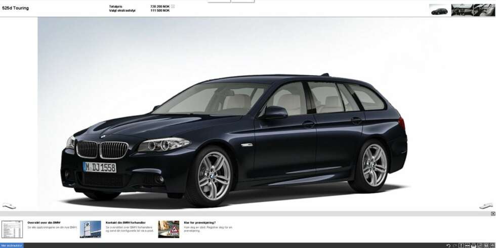 ENKEL I BRUK: Vi har testet bilkonfiguratorene på nett og synes BMW har en av de beste løsningene fordi den er enkel å bruke. SKJERMDUMP: BMW ENKEL I BRUK: Vi har testet bilkonfiguratorene på nett og synes BMW har en av de beste løsningene fordi den er enkel å bruke. SKJERMDUMP: BMW