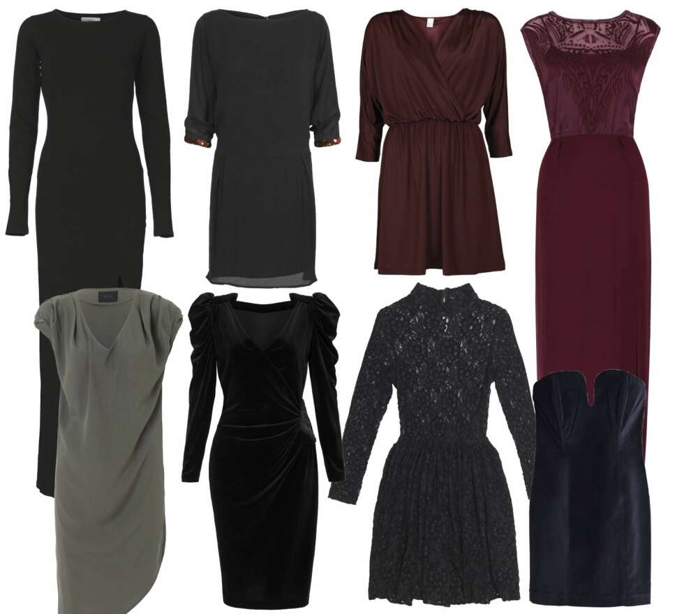 Øverst fra venstre. 1. Won Hundre, kr 900. 2. Custommade, kr 1799. 3. Vila, kr 300. 4. Monsoon, kr 2199. 5. Gestuz, kr 599. 6. Monsson, kr 899. 7. Zara, kr 799. 8. weekday, kr 400. Øverst fra venstre. 1. Won Hundre, kr 900. 2. Custommade, kr 1799. 3. Vila, kr 300. 4. Monsoon, kr 2199. 5. Gestuz, kr 599. 6. Monsson, kr 899. 7. Zara, kr 799. 8. weekday, kr 400.