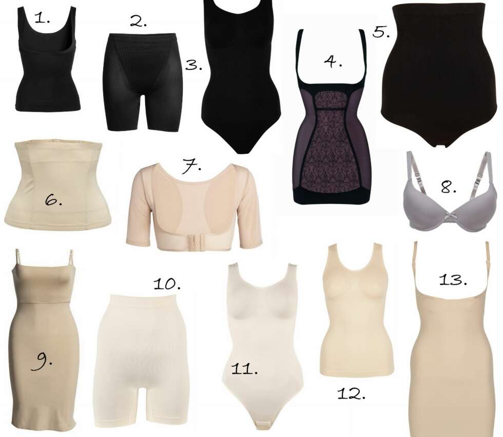 SHAPING UNDERTØY: 1. Shapingtopp fra Lindex (kr 299), 2. Shaping Truse fra Lindex (kr 199), 3. Body Shaper fra Change (kr 599.95), 4. Sculpt Essence fra Triumph Essence (kr 1099), 5. Shaping Brief fra Change (kr 299.95), 6. Midjeformer fra Lindex (kr 199), 7. Shaping Topp fra Lindex (kr 199), 8. Sofia Seamless Padded fra Change (kr 369.95), 9. Shapingkjole fra Lindex (kr 299), 10. High Waist Panty fra Change (kr 399.95), 11. Body Shaper Nude fra Change (kr 599.95), 12. Shaping Top fra Change (kr 369.95), 13. Control Chemise fra Change (kr 749.95). SHAPING UNDERTØY: 1. Shapingtopp fra Lindex (kr 299), 2. Shaping Truse fra Lindex (kr 199), 3. Body Shaper fra Change (kr 599.95), 4. Sculpt Essence fra Triumph Essence (kr 1099), 5. Shaping Brief fra Change (kr 299.95), 6. Midjeformer fra Lindex (kr 199), 7. Shaping Topp fra Lindex (kr 199), 8. Sofia Seamless Padded fra Change (kr 369.95), 9. Shapingkjole fra Lindex (kr 299), 10. High Waist Panty fra Change (kr 399.95), 11. Body Shaper Nude fra Change (kr 599.95), 12. Shaping Top fra Change (kr 369.95), 13. Control Chemise fra Change (kr 749.95).