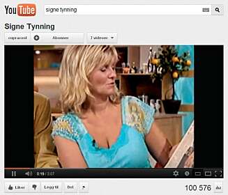 Barmfager hyllest: En «God morgen Norge»-seer har publisert en «hyllestvideo» på nettstedet YouTube. Filmen består av still-bilder av Signes utringning. Barmfager hyllest: En «God morgen Norge»-seer har publisert en «hyllestvideo» på nettstedet YouTube. Filmen består av still-bilder av Signes utringning.