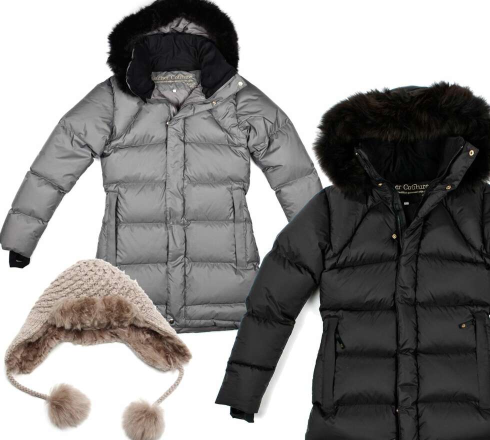 ØKOLOGISK PELS: Dunkåper med alpakkapels fra Fleischer Couture, vist i grå og svart, kr 6799. Lue med dusk i alpakkapels fra Alpaca Society, kr 2499. ØKOLOGISK PELS: Dunkåper med alpakkapels fra Fleischer Couture, vist i grå og svart, kr 6799. Lue med dusk i alpakkapels fra Alpaca Society, kr 2499.