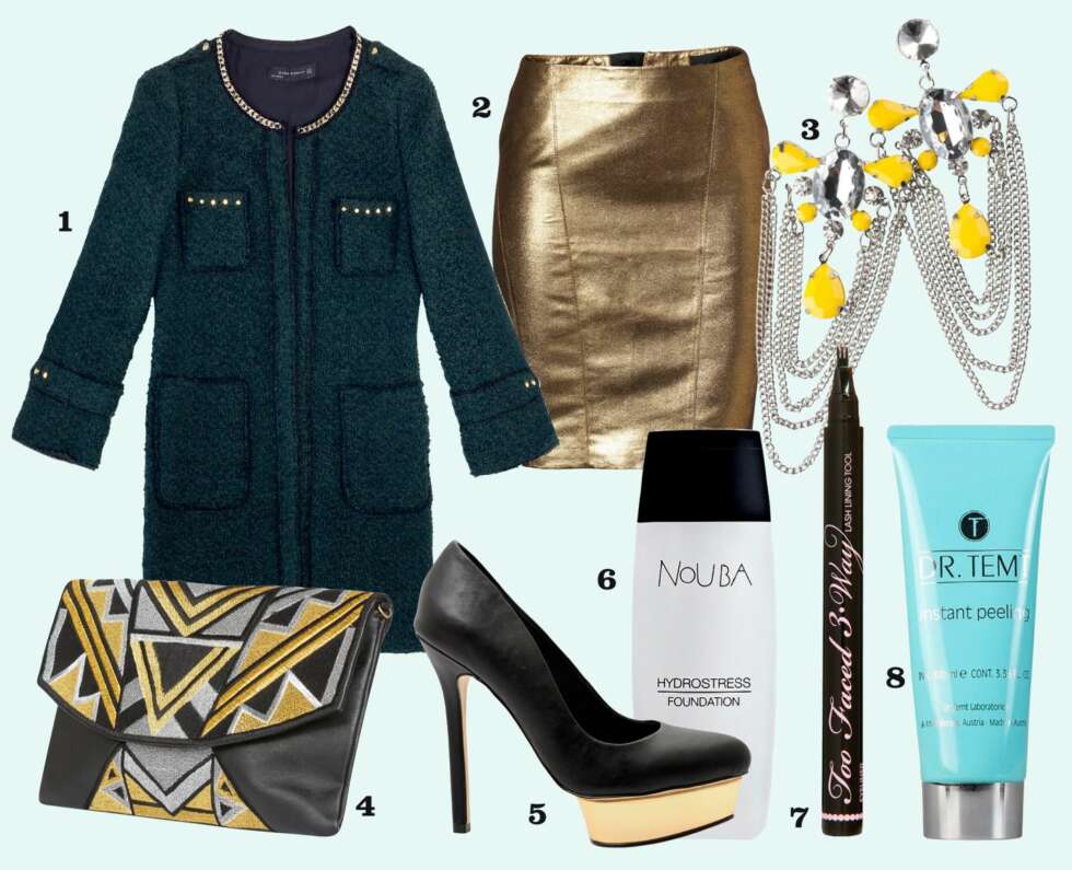 STYLINGTIPS TIL BERIT: 1. Jakke fra Zara, kr 1395,- 2. Skjørt fra MQ, kr 499,- 3. Øredobber fra Bik Bok, kr 99,- 4. Veske fra Bik Bok, kr 249,- 5. Pumps fra Bianco, kr 599,- Foundation fra Nouba, kr 269,- 6. Liner fra Toofaced, kr 219,- 7. Ansikts-peeling fra Dr. Temt, kr 369,- STYLINGTIPS TIL BERIT: 1. Jakke fra Zara, kr 1395,- 2. Skjørt fra MQ, kr 499,- 3. Øredobber fra Bik Bok, kr 99,- 4. Veske fra Bik Bok, kr 249,- 5. Pumps fra Bianco, kr 599,- Foundation fra Nouba, kr 269,- 6. Liner fra Toofaced, kr 219,- 7. Ansikts-peeling fra Dr. Temt, kr 369,-