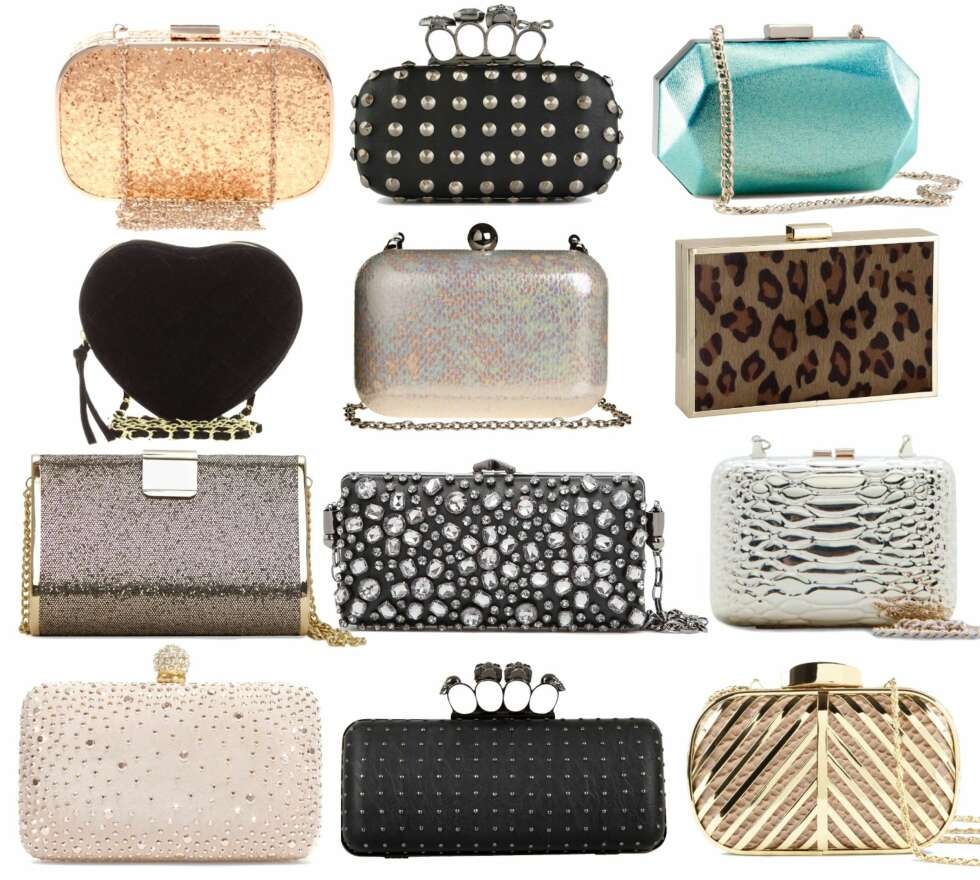 GLAMORØSE BOKSVESKER: Øverst fra venstre: Oasis/Asos.com, kr 300. Aldo, kr 449. H&M, kr 199. Asos.com, kr 155. By Malene Birger, kr 899. Accessorize, kr 379. Mango, kr 599. Mango, kr 699. Mango, kr 399. Zara, kr 559. Cubus, kr 299. Aldo, kr 449. GLAMORØSE BOKSVESKER: Øverst fra venstre: Oasis/Asos.com, kr 300. Aldo, kr 449. H&M, kr 199. Asos.com, kr 155. By Malene Birger, kr 899. Accessorize, kr 379. Mango, kr 599. Mango, kr 699. Mango, kr 399. Zara, kr 559. Cubus, kr 299. Aldo, kr 449.