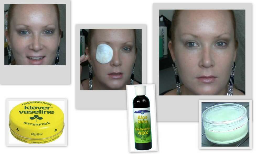 SMINKEFJERNER: Sminken forsvinner lett med en egen blanding med vaselin og aloe vera. SMINKEFJERNER: Sminken forsvinner lett med en egen blanding med vaselin og aloe vera.