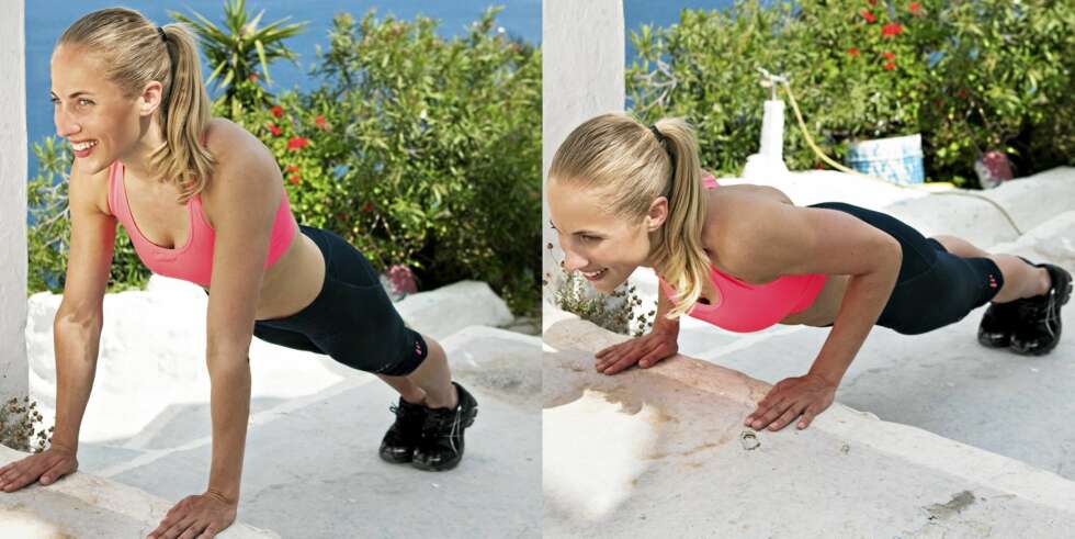 ØVELSE 4: Smale push-ups, posisjon 1 og 2. ØVELSE 4: Smale push-ups, posisjon 1 og 2.