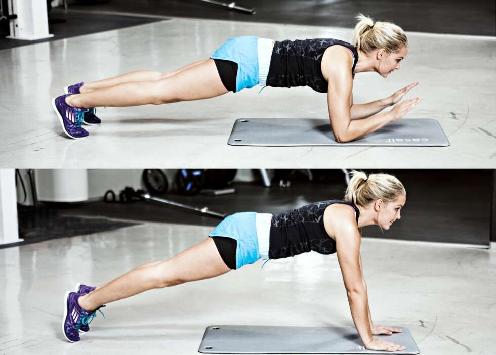 BJØRGEN-PLANKEN: Du trener bakside overarm (triceps) og stabilisering mage/rygg. BJØRGEN-PLANKEN: Du trener bakside overarm (triceps) og stabilisering mage/rygg.