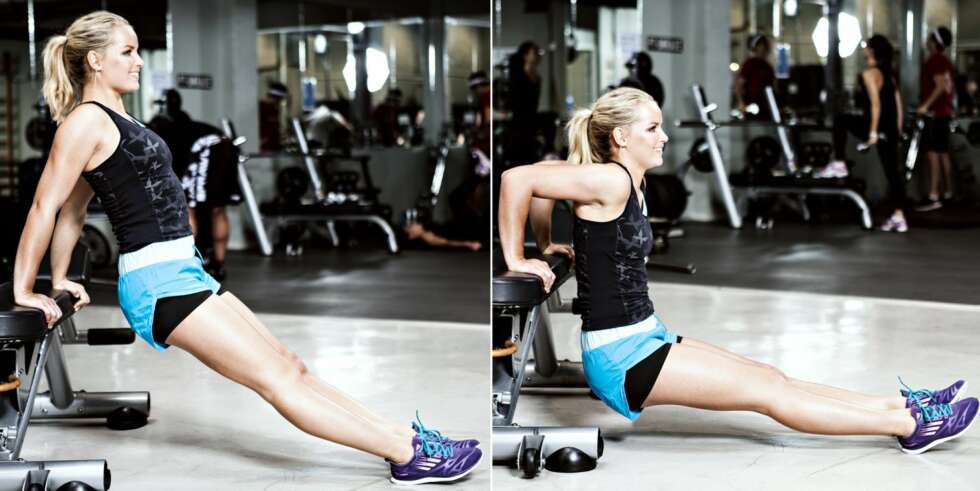 DIPS: Du trener bakside overarm (triceps). DIPS: Du trener bakside overarm (triceps).