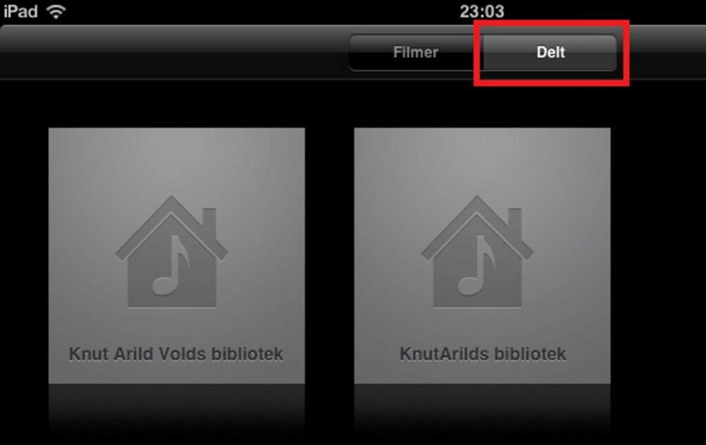 6. Vil du åpne delte videoer, starter du «Video»-funksjonen på iPad eller iPhone, og deretter knappen «Delt» øverst til høyre. Du får på samme måte opp de aktuelle bibliotekene som deler video. 6. Vil du åpne delte videoer, starter du «Video»-funksjonen på iPad eller iPhone, og deretter knappen «Delt» øverst til høyre. Du får på samme måte opp de aktuelle bibliotekene som deler video.