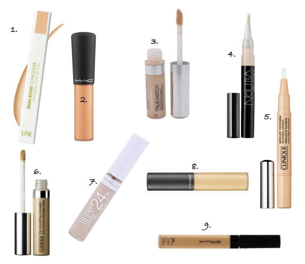 LETT TIL MEDIUM DEKK: 1. Skin Echo Concealer fra UNE, kr 149. 2. Mineralize Concealer fra MAC, kr 160. 3. True Match Concealer fra L'Oréal Paris, kr 125. 4. Stamina Concealer fra Nouba, kr 189. 5. Airbrush concealer fra Clinique, kr 180. 6. Line Smoothing Concealer fra Clinique, kr 180. 7. Super Stay Concealer 24hr fra Maybelline, kr 115. 8. Select Moisturecover Concealer fra MAC, kr 160. 9. Fit Me Concealer fra Maybelline, kr 105. LETT TIL MEDIUM DEKK: 1. Skin Echo Concealer fra UNE, kr 149. 2. Mineralize Concealer fra MAC, kr 160. 3. True Match Concealer fra L'Oréal Paris, kr 125. 4. Stamina Concealer fra Nouba, kr 189. 5. Airbrush concealer fra Clinique, kr 180. 6. Line Smoothing Concealer fra Clinique, kr 180. 7. Super Stay Concealer 24hr fra Maybelline, kr 115. 8. Select Moisturecover Concealer fra MAC, kr 160. 9. Fit Me Concealer fra Maybelline, kr 105.