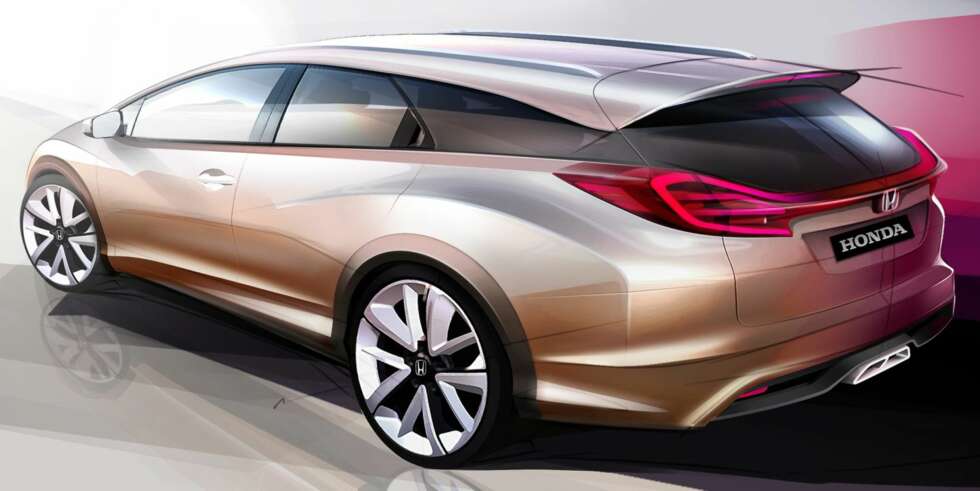 SKISSE: Konseptet på Honda Civic stasjonsvogn skal snart vises frem. ILLUSTRASJON: Honda SKISSE: Konseptet på Honda Civic stasjonsvogn skal snart vises frem. ILLUSTRASJON: Honda