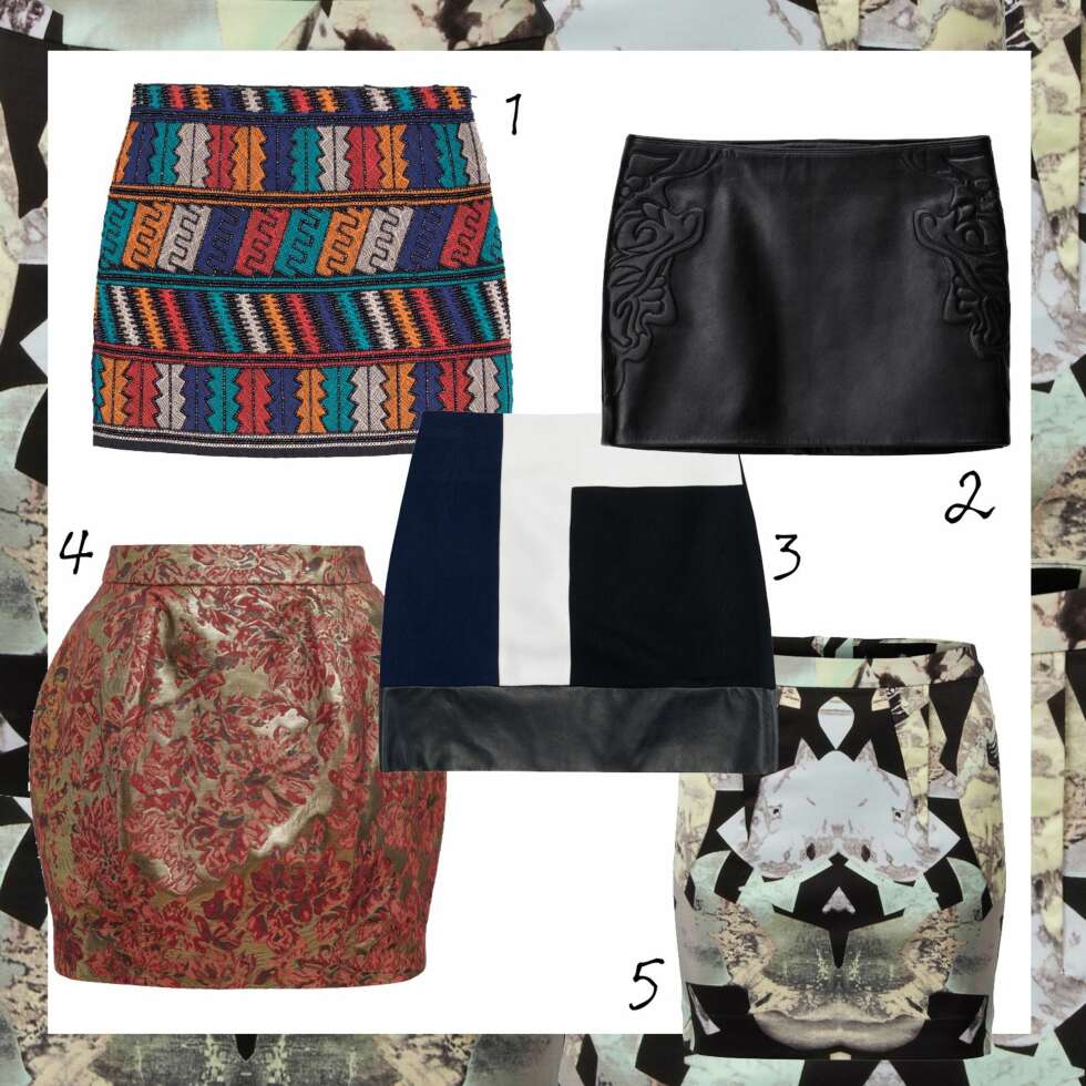 MØRKT OG DETALJRIKT: 1: Zara, kr 559. 2: H&M, kr 1799. 3: Zara, kr 559. 4: Asos, kr 320. 5: Designers Remix, kr 1200. MØRKT OG DETALJRIKT: 1: Zara, kr 559. 2: H&M, kr 1799. 3: Zara, kr 559. 4: Asos, kr 320. 5: Designers Remix, kr 1200.