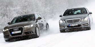 Audi A6 Quattro og Mercedes E-klasse 4Matic. FOTO: Egil Nordlien, HM Foto Audi A6 Quattro og Mercedes E-klasse 4Matic. FOTO: Egil Nordlien, HM Foto