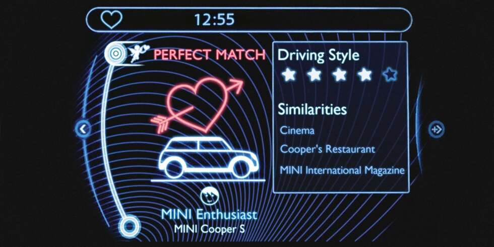 AMORS BIL: Appen mener du har en potensiell date i nærheten. FOTO: Mini AMORS BIL: Appen mener du har en potensiell date i nærheten. FOTO: Mini