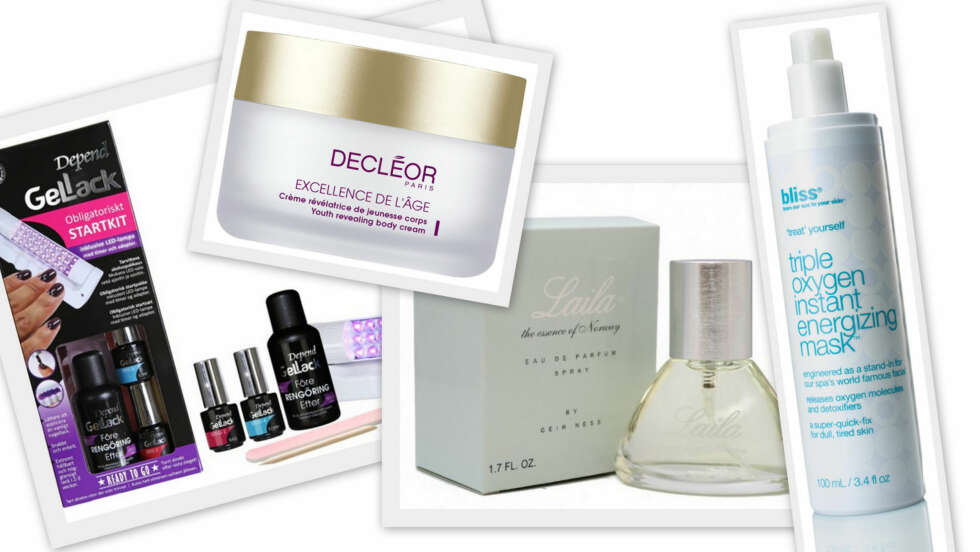 FAVORITTER PÅ BADEHYLLA: Depend sin Gellack er vel verdt pengene. Decléor Excellence de l`âge er luksus på krukke. Laila har blitt en favorittduft. Bliss Triple Oxygen Mask er det du trenger før festen. FAVORITTER PÅ BADEHYLLA: Depend sin Gellack er vel verdt pengene. Decléor Excellence de l`âge er luksus på krukke. Laila har blitt en favorittduft. Bliss Triple Oxygen Mask er det du trenger før festen.