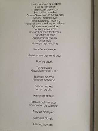 Kveldens meny i sin helhet. Kveldens meny i sin helhet.