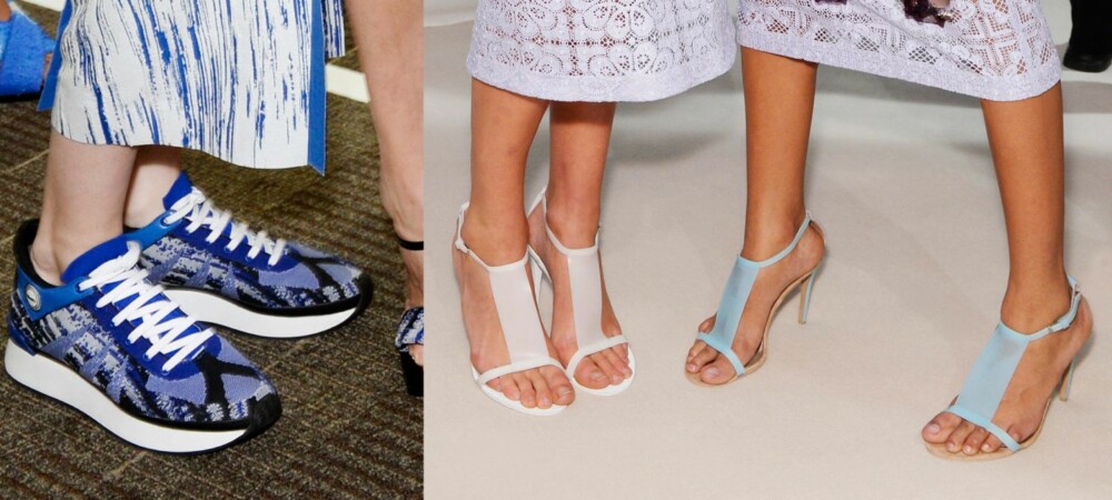 KALDE BYANSER: Vår babyblues har gått over i vill entusiasme for alle blåtoner! Du kan gå for behagelige sko som kule sneakers, lave ballerinas og nerdete loafers, eller velge elegante ankelstøvletter, spisse pumps eller sandaler med ankelrem som løfter antrekket enda litt mer. Til høyre: Kenzo. Til venstre: Burberry. KALDE BYANSER: Vår babyblues har gått over i vill entusiasme for alle blåtoner! Du kan gå for behagelige sko som kule sneakers, lave ballerinas og nerdete loafers, eller velge elegante ankelstøvletter, spisse pumps eller sandaler med ankelrem som løfter antrekket enda litt mer. Til høyre: Kenzo. Til venstre: Burberry.