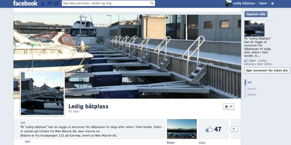 FACE: Nylig ble det tatt initiativ til å åpne en egen Facebookside der båtfolk med ledig båtplass til utleie kan finne personer med bryggebehov i nærheten av sitt hjemsted. FACE: Nylig ble det tatt initiativ til å åpne en egen Facebookside der båtfolk med ledig båtplass til utleie kan finne personer med bryggebehov i nærheten av sitt hjemsted.