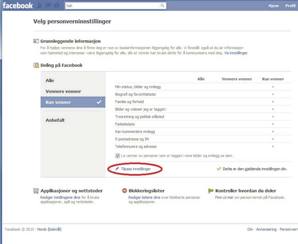 FERDIGE PAKKER: Facebook har laget noen ferdige maler for hvor mye du ønsker å dele. Vi anbefaler at du ikke bruker den anbefalte, men heller lager din egen. FERDIGE PAKKER: Facebook har laget noen ferdige maler for hvor mye du ønsker å dele. Vi anbefaler at du ikke bruker den anbefalte, men heller lager din egen.