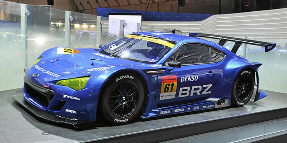OG HER ER DEN TØFFERE: Subaru vil ta denne bolete GT300 ut på banen, men hevder det ikke vil komme en produksjonsversjon. OG HER ER DEN TØFFERE: Subaru vil ta denne bolete GT300 ut på banen, men hevder det ikke vil komme en produksjonsversjon.