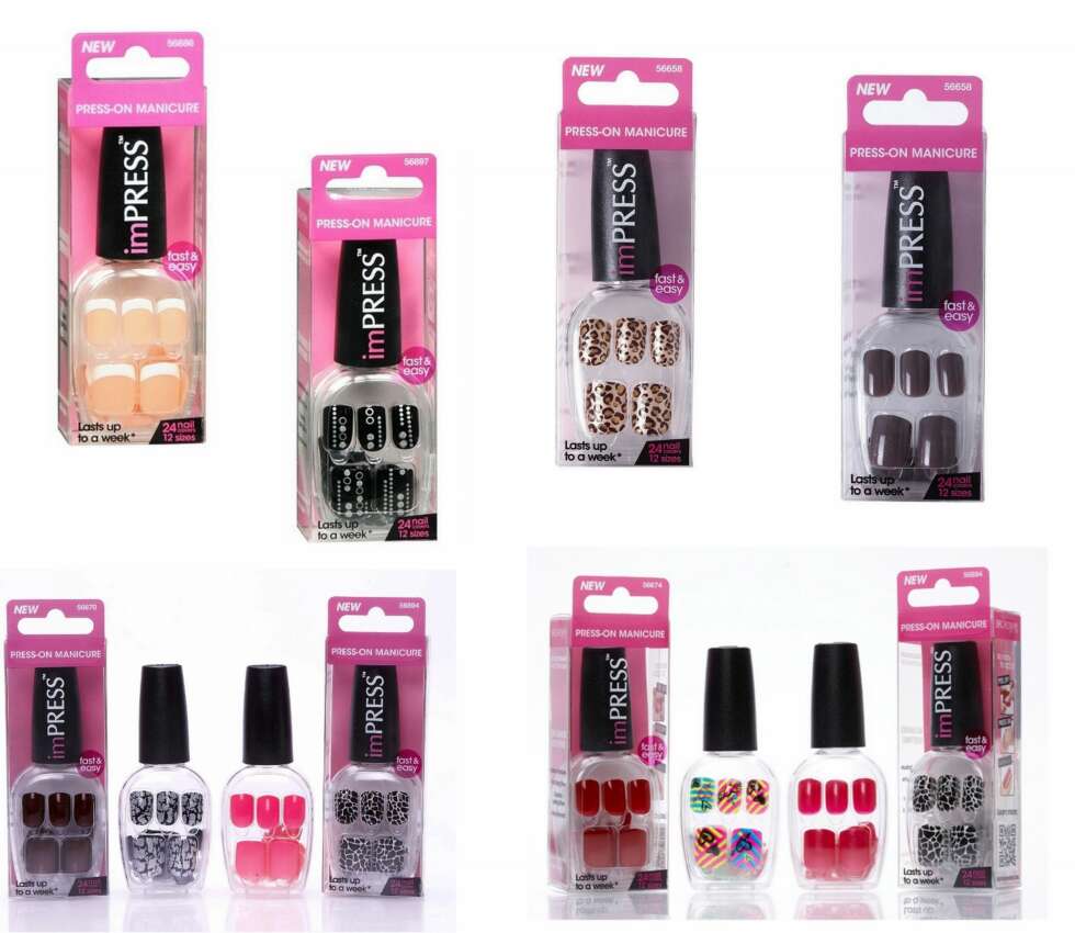 PRESS-ON MANICURE: Med neglene som man limer på fra Impress By Broadway (kr 119), får man raskt rene og kreative negler. Det er mange stiler å velge mellom, så det er bare å velge etter humør og antrekk. PRESS-ON MANICURE: Med neglene som man limer på fra Impress By Broadway (kr 119), får man raskt rene og kreative negler. Det er mange stiler å velge mellom, så det er bare å velge etter humør og antrekk.