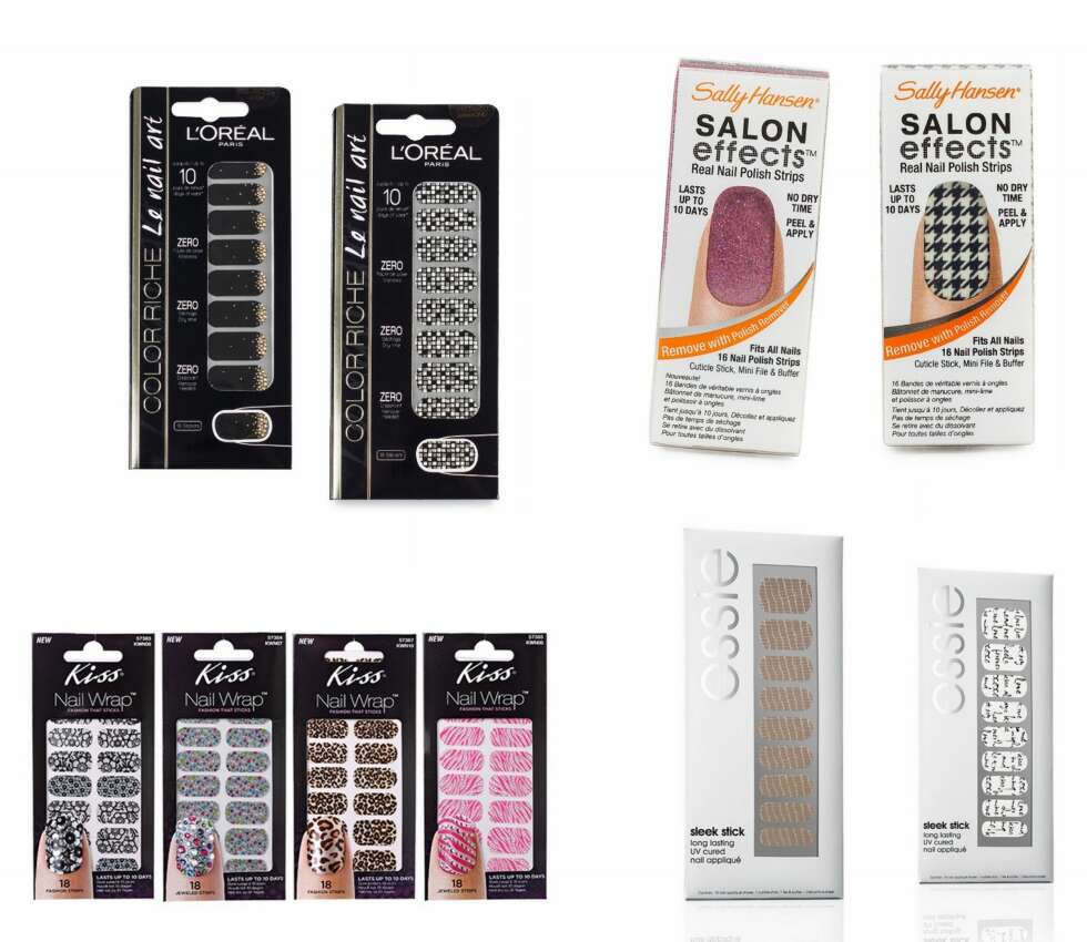 KLISTREMERKER: Nail Stickers er også veldig populært. De er små klistremerker som man fester på neglen, for så å file ned tuppene slik at klistremerkene matcher dine egne negler. KLISTREMERKER: Nail Stickers er også veldig populært. De er små klistremerker som man fester på neglen, for så å file ned tuppene slik at klistremerkene matcher dine egne negler.