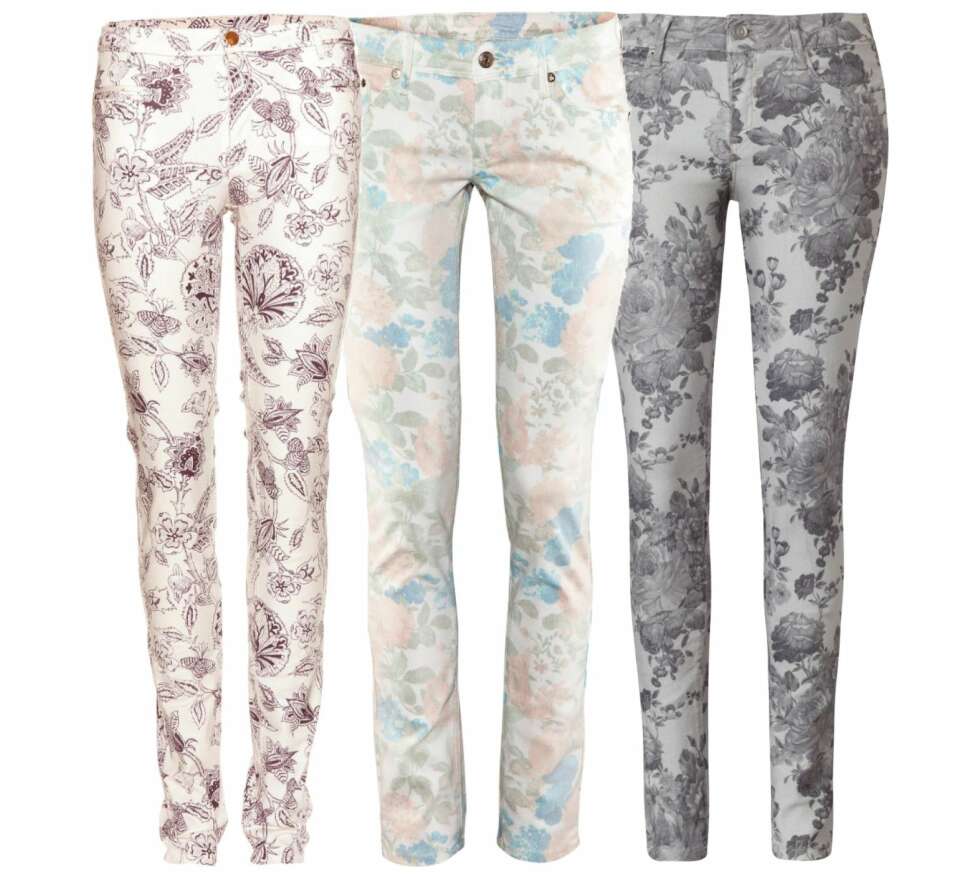 MØNSTREDE JEANS: Fra venstre: Isabel Marant, kr 1640. H&M, kr 299. Esprit, kr 600. MØNSTREDE JEANS: Fra venstre: Isabel Marant, kr 1640. H&M, kr 299. Esprit, kr 600.