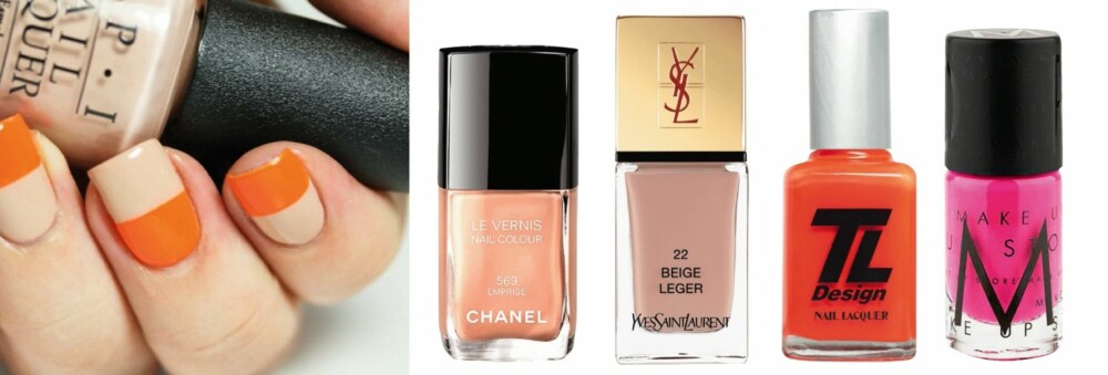 FRESHE: Fra venstre: Emprise fra Chanel, kr 220,-, Beige Leger fra YSL, kr 225,-, Neon red orange fra Tone Lise, kr 119,-, Mirijam fra Make Up Store, kr 130,- FRESHE: Fra venstre: Emprise fra Chanel, kr 220,-, Beige Leger fra YSL, kr 225,-, Neon red orange fra Tone Lise, kr 119,-, Mirijam fra Make Up Store, kr 130,-