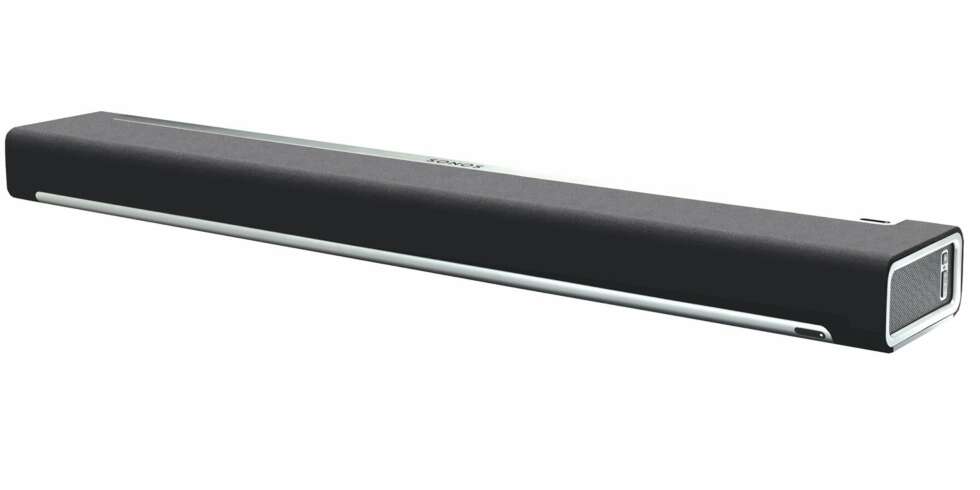 SONOS PLAYBAR: Lydplanken fra Sonos kan legges flatts lik at den vil få plass under TV-en eller den kan stå på høykant SONOS PLAYBAR: Lydplanken fra Sonos kan legges flatts lik at den vil få plass under TV-en eller den kan stå på høykant