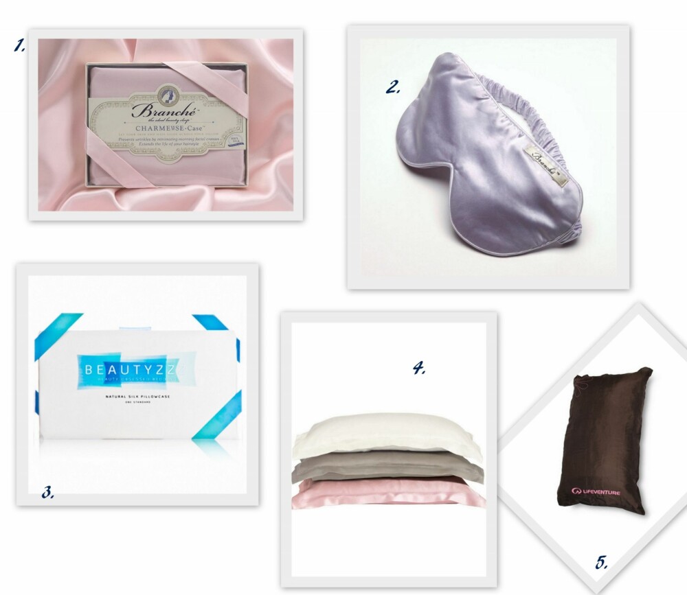 GOD NATTESØVN: Pass på at putetrekket er i silke eller i silkesateng, - det er det beste! 1. Charmeuse Case fra Branchebeautysleep.com (ca kr 600), 2. Belle de Nuit Eye Mask 100% silke fra Branchebeautysleep.com (ca kr 299), 3. Natural Silk Pillowcase fra Beautyzzz (ca kr 300), 4. Silkeputevar fra Charlotte & Co (ca kr 400), 5. Putetrekk i silke fra Lifeventure (kr 249). GOD NATTESØVN: Pass på at putetrekket er i silke eller i silkesateng, - det er det beste! 1. Charmeuse Case fra Branchebeautysleep.com (ca kr 600), 2. Belle de Nuit Eye Mask 100% silke fra Branchebeautysleep.com (ca kr 299), 3. Natural Silk Pillowcase fra Beautyzzz (ca kr 300), 4. Silkeputevar fra Charlotte & Co (ca kr 400), 5. Putetrekk i silke fra Lifeventure (kr 249).