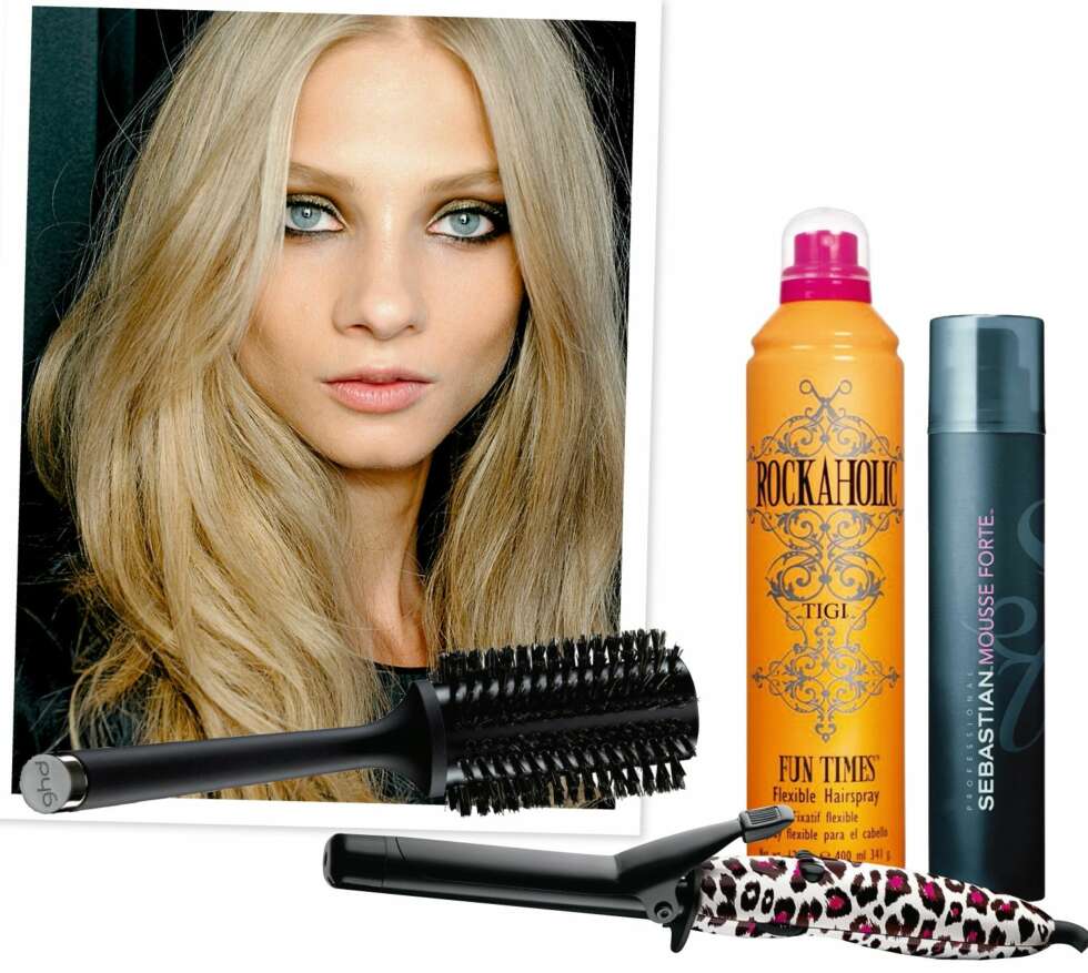 ROCK'N'ROLL-BØLGER: Rundbørste fra ghd, kr 239. Krølltang fra Remington, kr 349. Mousse fra Sebastian, kr 299. Teksturspray fra Tigi Bed Head, kr 149. ROCK'N'ROLL-BØLGER: Rundbørste fra ghd, kr 239. Krølltang fra Remington, kr 349. Mousse fra Sebastian, kr 299. Teksturspray fra Tigi Bed Head, kr 149.