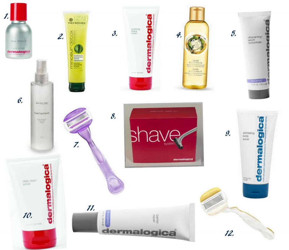 MYE Å VELGE MELLOM: 1.Close Shave Oil fra Dermalogica kr 330, 2. Detox Activator Scrub fra Yves Rocher kr 129, 3. Soothing Shave Cream fra Dermalogica kr 230, 4. Olive Beautifying Oil fra The Body Shop, kr 179, 5. Ultra Calming Serum Concentrate fra Dermalogica kr 625, 6. Hair No More Inhibitor Spray fra Skin Doctors kr 199, 7. Venus Breeze fra Gillette kr 175, 8. Mens Shave Starter Kit fra Dermalogica kr 495, 9. Exfoliating Body Scrub fra Dermalogica kr 410, 10. Daily Clean Scrub fra Dermalogica kr 325, 11. Barrier Repair fra Dermalogica kr 475, 12. Venus & Olay Barberhøvel fra Gilette kr 195. MYE Å VELGE MELLOM: 1.Close Shave Oil fra Dermalogica kr 330, 2. Detox Activator Scrub fra Yves Rocher kr 129, 3. Soothing Shave Cream fra Dermalogica kr 230, 4. Olive Beautifying Oil fra The Body Shop, kr 179, 5. Ultra Calming Serum Concentrate fra Dermalogica kr 625, 6. Hair No More Inhibitor Spray fra Skin Doctors kr 199, 7. Venus Breeze fra Gillette kr 175, 8. Mens Shave Starter Kit fra Dermalogica kr 495, 9. Exfoliating Body Scrub fra Dermalogica kr 410, 10. Daily Clean Scrub fra Dermalogica kr 325, 11. Barrier Repair fra Dermalogica kr 475, 12. Venus & Olay Barberhøvel fra Gilette kr 195.