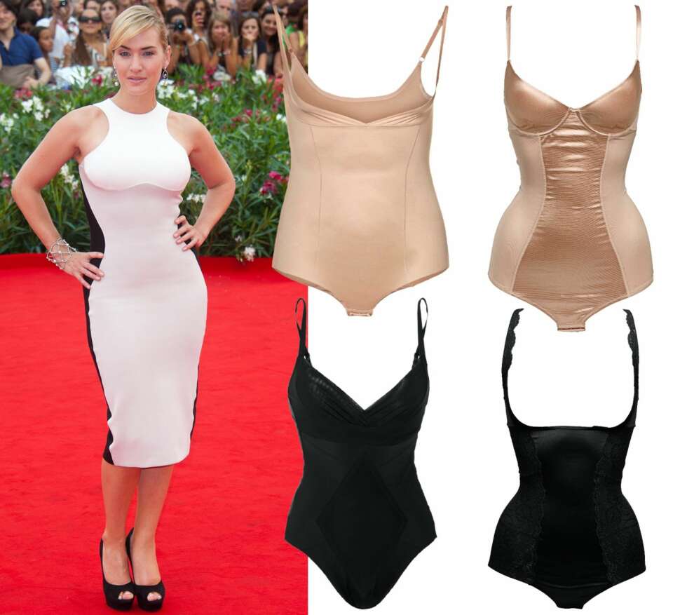 TIMEGLASSFIGUR: Øverst fra venstre: Nude bodyslimmer fra Chantelle, kr 599. Nude bodyslimmer fra Ellos, kr 279. Svart body fra Resultwear, kr 1680. Svart body med lav utrigning fra Ellos, kr 279. TIMEGLASSFIGUR: Øverst fra venstre: Nude bodyslimmer fra Chantelle, kr 599. Nude bodyslimmer fra Ellos, kr 279. Svart body fra Resultwear, kr 1680. Svart body med lav utrigning fra Ellos, kr 279.