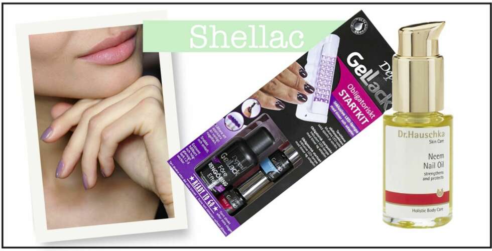 SHELLAC: Gellack Start Kit fra Depend, kr 449. Neem Nail Oil fra Dr. Hauschka, kr 239. SHELLAC: Gellack Start Kit fra Depend, kr 449. Neem Nail Oil fra Dr. Hauschka, kr 239.
