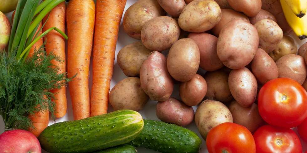 FEM OM DAGEN: Vi bør få i oss minst fem porsjoner med frukt, bær og grønnsaker om dagen - det gjelder både barn og voksne! FEM OM DAGEN: Vi bør få i oss minst fem porsjoner med frukt, bær og grønnsaker om dagen - det gjelder både barn og voksne!