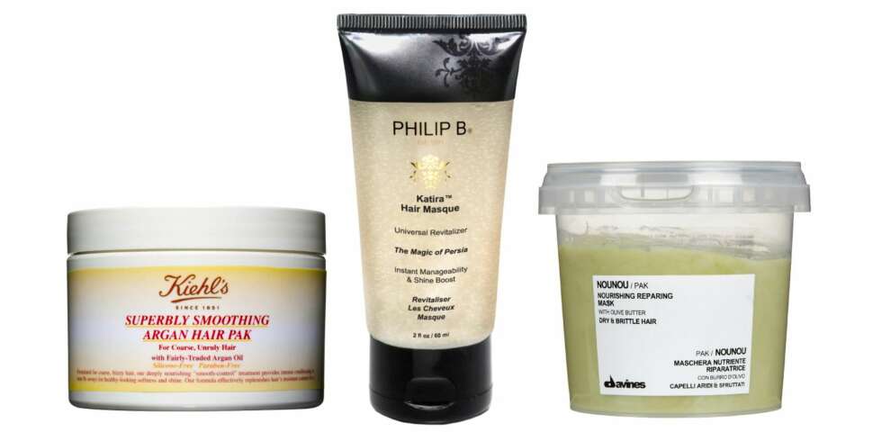 UNNGÅ TØRT FERIEHÅR: Sol, saltvann og klor kan være en påkjenning for håret ditt. En god hårkur kan heldigvis tilføre sveisen fuktighet. Fra venstre: Kiehl's Superbly smoothing argan hair mask, kr 260. Philip B Katira hair mask, kr 430. Davines Nounou repairing mask, kr 349. UNNGÅ TØRT FERIEHÅR: Sol, saltvann og klor kan være en påkjenning for håret ditt. En god hårkur kan heldigvis tilføre sveisen fuktighet. Fra venstre: Kiehl's Superbly smoothing argan hair mask, kr 260. Philip B Katira hair mask, kr 430. Davines Nounou repairing mask, kr 349.