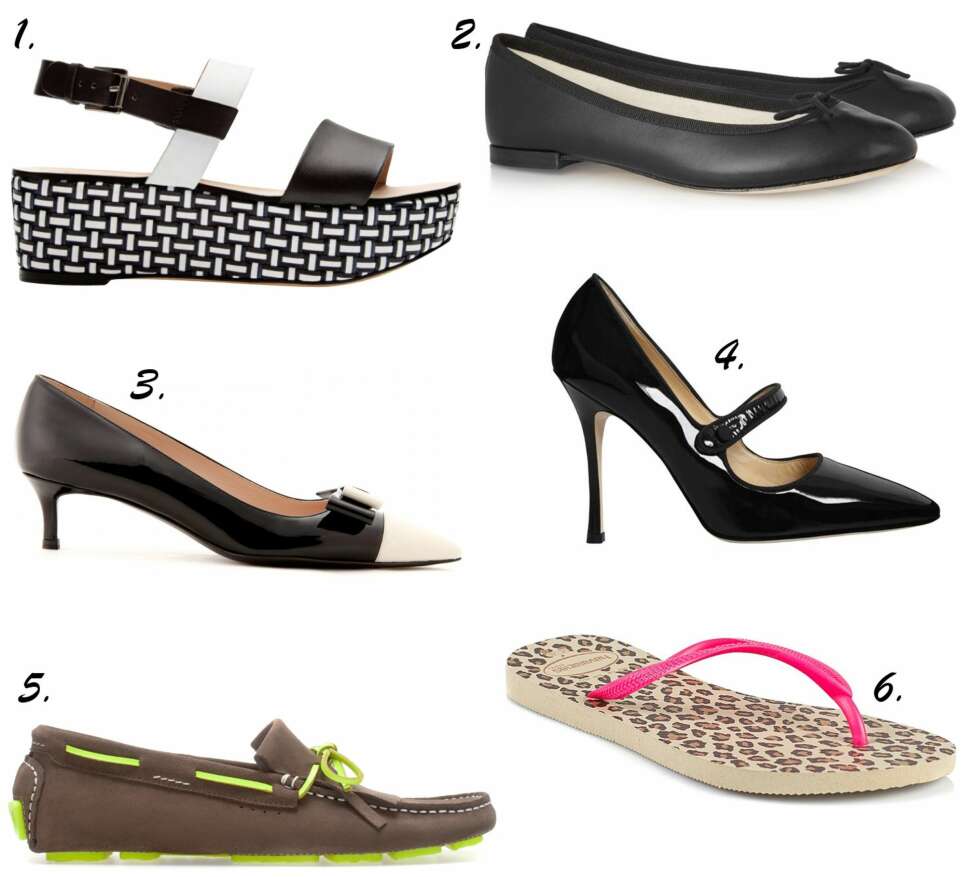 DE ULIKE SKOTYPENE: Det er ikke alltid like lett for gutta å vite hvilken skotype som kalles hva. Her er en liten oversikt: 1. Platåsko fra Zara, kr 599. 2. Ballerinasko fra Repetto/Net-a-porter, kr 1600. 3. Kitten heels fra Miu Miu, kr 3100. 4. Mary Janes fra Manolo Blahnik. 5. Mokkasiner fra Zara. 6. Flip-flopper fra Havaianas, kr 299. DE ULIKE SKOTYPENE: Det er ikke alltid like lett for gutta å vite hvilken skotype som kalles hva. Her er en liten oversikt: 1. Platåsko fra Zara, kr 599. 2. Ballerinasko fra Repetto/Net-a-porter, kr 1600. 3. Kitten heels fra Miu Miu, kr 3100. 4. Mary Janes fra Manolo Blahnik. 5. Mokkasiner fra Zara. 6. Flip-flopper fra Havaianas, kr 299.