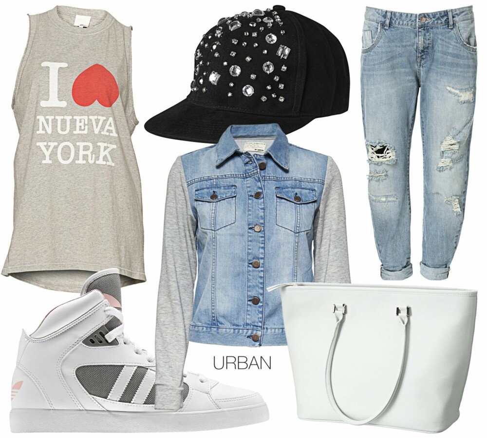 URBAN: Gi capsen en storby-look ved å kombinere den med jeans, en løs topp og en stor veske. Singlet fra Philip Lim, kr 999. Caps fra Monki, kr 199. Boyfriend-jeans fra Zara, kr 399. Sko fra Adidas, kr 900. Denimjakke fra Minimum, kr 1199. Veske fra Lindex, kr 249. URBAN: Gi capsen en storby-look ved å kombinere den med jeans, en løs topp og en stor veske. Singlet fra Philip Lim, kr 999. Caps fra Monki, kr 199. Boyfriend-jeans fra Zara, kr 399. Sko fra Adidas, kr 900. Denimjakke fra Minimum, kr 1199. Veske fra Lindex, kr 249.