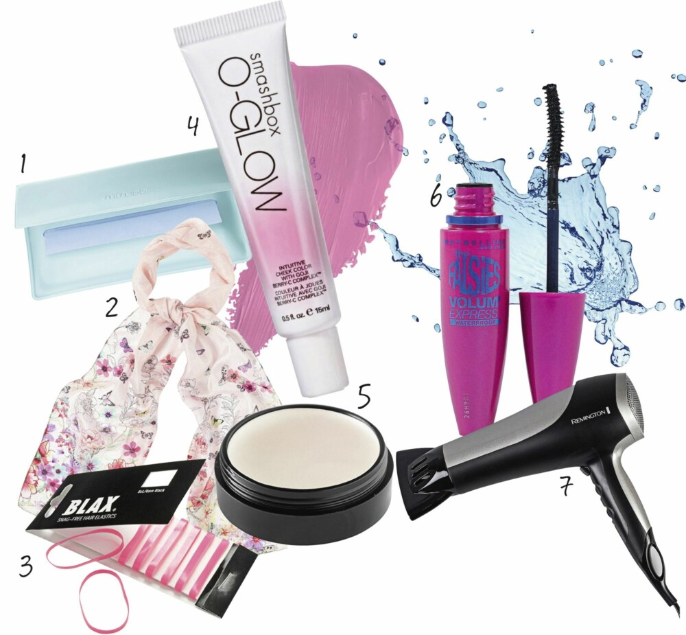 HEITE SKJØNNHETSTIPS: 1. Blotting Paper fra Shiseido, kr 170,- 2. Skjerf fra Accessorize, kr 149,- 3. Hårstrikk fra Blax, kr 79,- 4. O Glow Smashbox gelérouge, kr 265,- 5. Hight Tech Lighter fra Make Up Store, kr 155,- 6. Volum Express Falsies Waterproof Mascara fra Maybelline, kr 145,- 7. Hårføner fra Remongton med justerbar varme, kr 249,- HEITE SKJØNNHETSTIPS: 1. Blotting Paper fra Shiseido, kr 170,- 2. Skjerf fra Accessorize, kr 149,- 3. Hårstrikk fra Blax, kr 79,- 4. O Glow Smashbox gelérouge, kr 265,- 5. Hight Tech Lighter fra Make Up Store, kr 155,- 6. Volum Express Falsies Waterproof Mascara fra Maybelline, kr 145,- 7. Hårføner fra Remongton med justerbar varme, kr 249,-