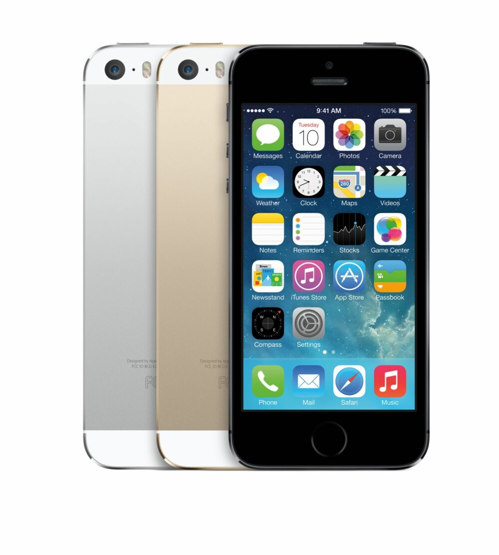 NY: Her er nye iPhone 5. Samme formfaktor som iPhone 5, men innmaten er ny. I tillegg har den fått en fingeravtrykksleser og et bedre kamera. Den får også iOS7. NY: Her er nye iPhone 5. Samme formfaktor som iPhone 5, men innmaten er ny. I tillegg har den fått en fingeravtrykksleser og et bedre kamera. Den får også iOS7.