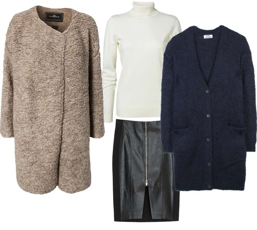 IT-GENSEREN: Fra venstre: Stor, chunky cardigan fra By Malene Birger i den populære modellen Viggae, kr 3199. Flere omtaler den nå som «høstgenseren alle vi ha». Hvit turtleneck fra MQ, kr 399. Skjørt fra Zara, kr 399. Blå, stor cardigan fra Acne, kr 2700. Kombiner gjerne en oversized cardigan med et smalt skjørt og en enkel, høyhalset genser. Garantert en sikker vinner denne høsten! IT-GENSEREN: Fra venstre: Stor, chunky cardigan fra By Malene Birger i den populære modellen Viggae, kr 3199. Flere omtaler den nå som «høstgenseren alle vi ha». Hvit turtleneck fra MQ, kr 399. Skjørt fra Zara, kr 399. Blå, stor cardigan fra Acne, kr 2700. Kombiner gjerne en oversized cardigan med et smalt skjørt og en enkel, høyhalset genser. Garantert en sikker vinner denne høsten!