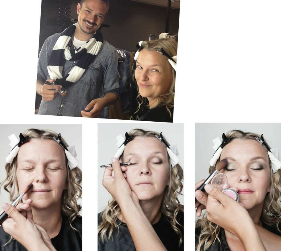 SMINKEN: Tore Petterson, offisiell makeupartist for The Body Shop, lærte Hilde-Gunn hvordan hun enkelt kan sminke seg litt mer, med concealer, en lett foundation og en myk eyeliner. SMINKEN: Tore Petterson, offisiell makeupartist for The Body Shop, lærte Hilde-Gunn hvordan hun enkelt kan sminke seg litt mer, med concealer, en lett foundation og en myk eyeliner.
