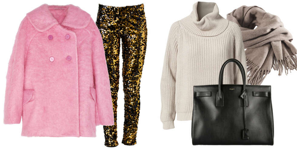 SARAS ØNSKELISTE: Kåpe fra Carven (ca. kr 8500), paljettbukser fra Nelly.com (kr 599), strikkegenser fra d. brand (kr 799), skjerf fra Filippa K (kr 900) og veske fra Saint Laurent hos Netaporter.com (kr 21 100). SARAS ØNSKELISTE: Kåpe fra Carven (ca. kr 8500), paljettbukser fra Nelly.com (kr 599), strikkegenser fra d. brand (kr 799), skjerf fra Filippa K (kr 900) og veske fra Saint Laurent hos Netaporter.com (kr 21 100).