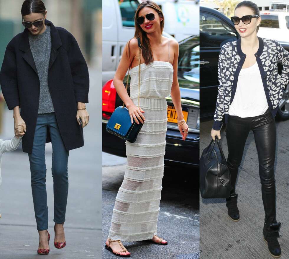 EN AVSLAPPET MOTERIKTIG KJENDIS: Miranda Kerr er ofte å se ikledd basisplagg som jeans og en ensfarget topp - som hun gjerne krydrer opp med i-tiden-plagg som for eksempel en oversized kåpe, bomberjakken eller en cardigan med prints. EN AVSLAPPET MOTERIKTIG KJENDIS: Miranda Kerr er ofte å se ikledd basisplagg som jeans og en ensfarget topp - som hun gjerne krydrer opp med i-tiden-plagg som for eksempel en oversized kåpe, bomberjakken eller en cardigan med prints.