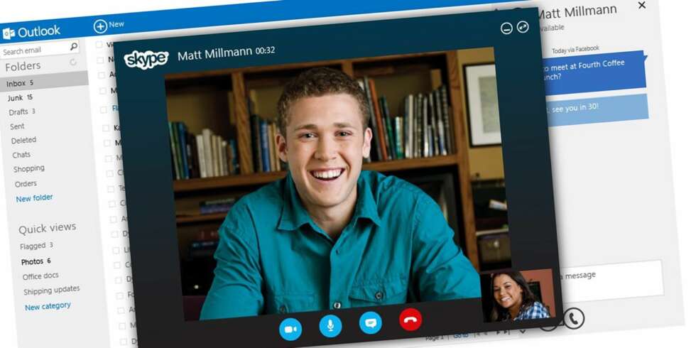 SKYPE KOMMER: Videotelefonitjenesten Skype skal bli en del av Outlook.com i løpet av nær fremtid. SKYPE KOMMER: Videotelefonitjenesten Skype skal bli en del av Outlook.com i løpet av nær fremtid.
