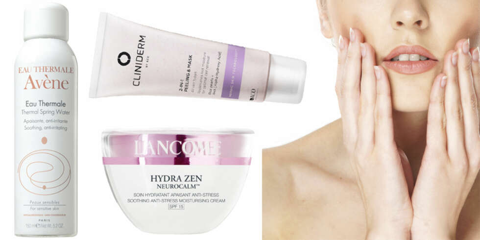 FUKT: Avene Eau Thermale (kr 99), Lancome Hydra Zen Neurocalm (kr 495), Cliniderm 2-In 1 Peeling & Mask (kr 119). FUKT: Avene Eau Thermale (kr 99), Lancome Hydra Zen Neurocalm (kr 495), Cliniderm 2-In 1 Peeling & Mask (kr 119).