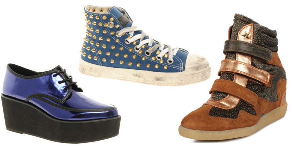 HØSTSKO: Creepers fra Asos (kr 468), Naglesko fra Givenschi (kr 2187), wedge-sneakers fra Bullboxer (kr 749). HØSTSKO: Creepers fra Asos (kr 468), Naglesko fra Givenschi (kr 2187), wedge-sneakers fra Bullboxer (kr 749).