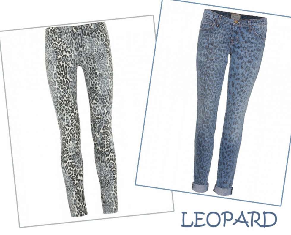 LEOPARD: 1) Fra J.Brand, kr 1200 hos Yoox.com, 2) Fra Current/Elliott, kr 2200 hos Mytheresa.com LEOPARD: 1) Fra J.Brand, kr 1200 hos Yoox.com, 2) Fra Current/Elliott, kr 2200 hos Mytheresa.com