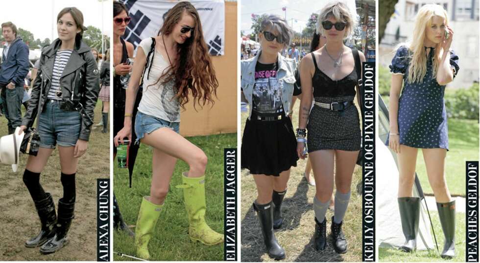 KJENDIS-STØVLER: Alexa Chung, Elizabeth Jagger, Pixie Geldof, Kelly Osbourne og Peaches Geldof er praktisk anlagt, og sverger til gummistøvler på festival. KJENDIS-STØVLER: Alexa Chung, Elizabeth Jagger, Pixie Geldof, Kelly Osbourne og Peaches Geldof er praktisk anlagt, og sverger til gummistøvler på festival.