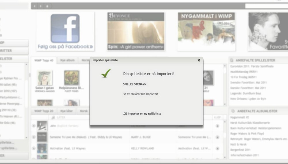 IMPORT: Fra og med i dag kan du importere spillelister fra Spotify til Wimp. IMPORT: Fra og med i dag kan du importere spillelister fra Spotify til Wimp.